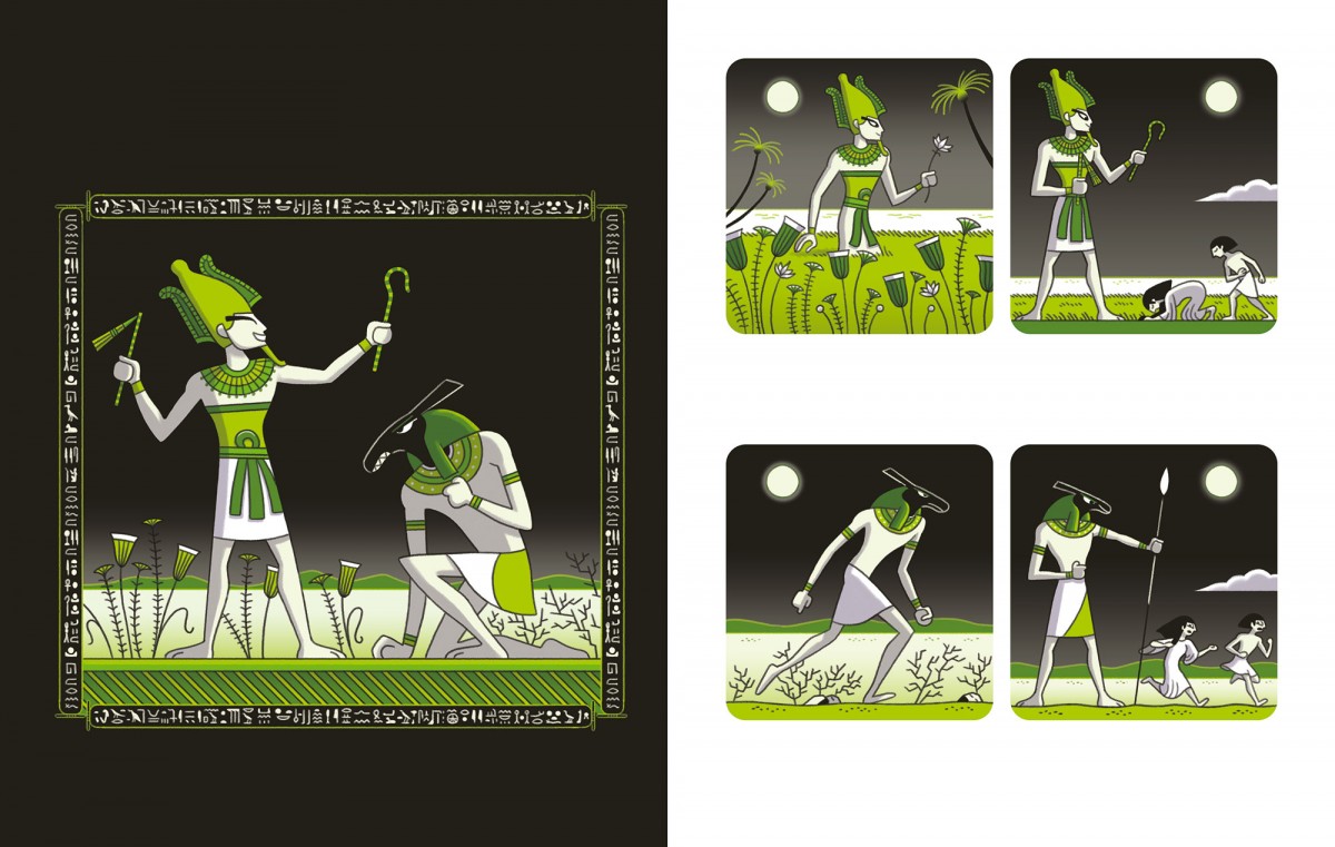 Mathieu Demore, Illustration jeunesse et Bande-dessinée Illustrations sur la mythologie égyptienne - Éditions Milan Presse 