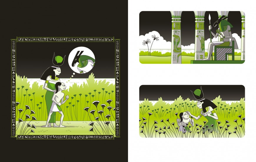 Mathieu Demore, Illustration jeunesse et Bande-dessinée Illustrations sur la mythologie égyptienne - Éditions Milan Presse 