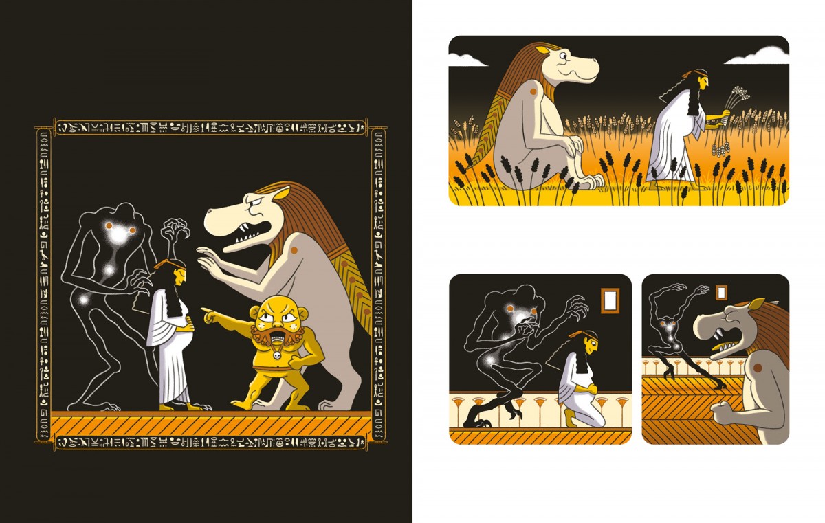 Mathieu Demore, Illustration jeunesse et Bande-dessinée Illustrations sur la mythologie égyptienne - Éditions Milan Presse 