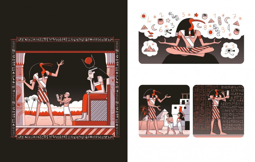 Mathieu Demore, Illustration jeunesse et Bande-dessinée Illustrations sur la mythologie égyptienne - Éditions Milan Presse 