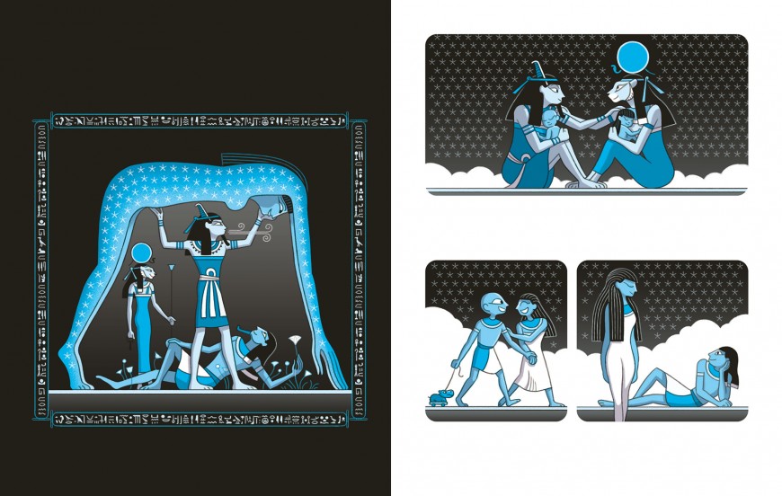 Mathieu Demore, Illustration jeunesse et Bande-dessinée Illustrations sur la mythologie égyptienne - Éditions Milan Presse 
