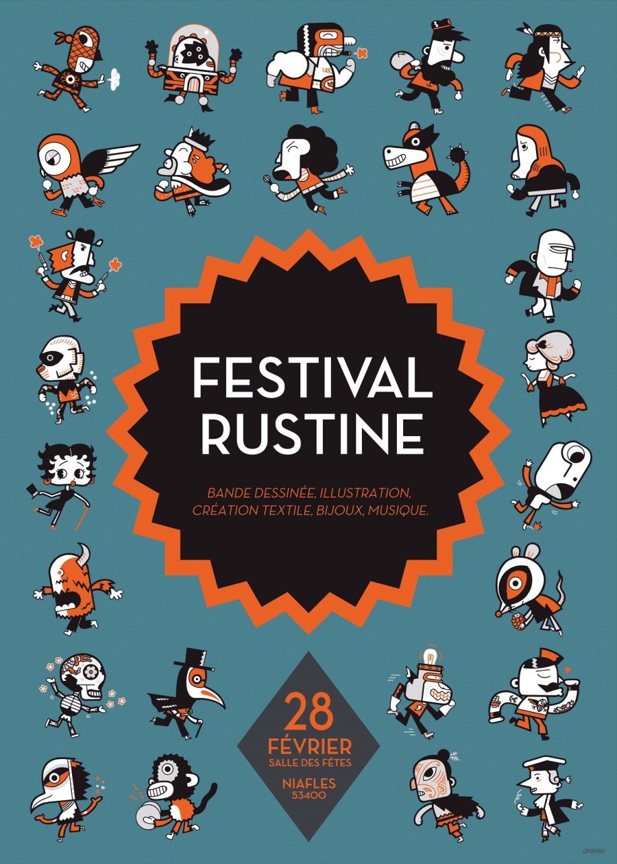 Mathieu Demore, Illustration jeunesse et Bande-dessinée Festival Rustine 2015 Affiche du festival Rustine 2015